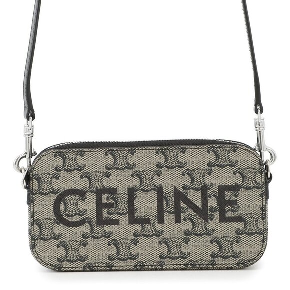 CELINE Logo Horizontal Pouch PVC/Leather Black 10L272GC6.02SI - Picture 1 of 10